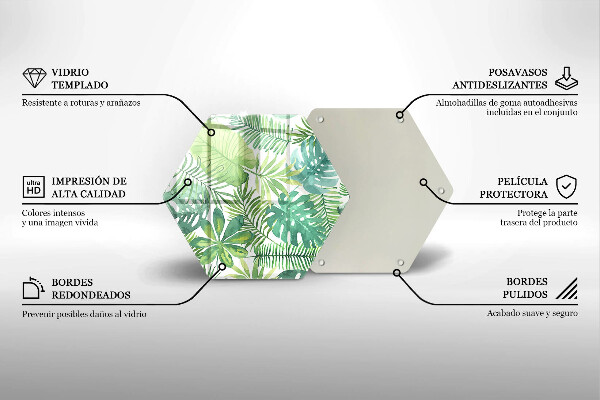 Kuchynská doska veľká zo skla Akvarelové boho listy