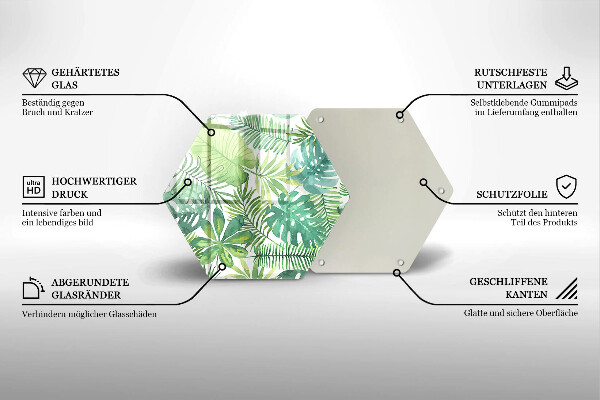 Kuchynská doska veľká zo skla Akvarelové boho listy