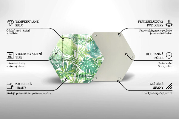 Kuchynská doska veľká zo skla Akvarelové boho listy