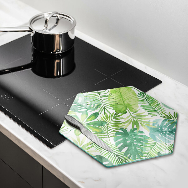 Kuchynská doska veľká zo skla Akvarelové boho listy