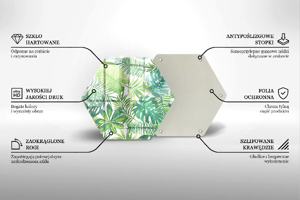 Kuchynská doska veľká zo skla Akvarelové boho listy