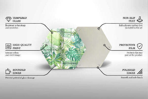 Kuchynská doska veľká zo skla Akvarelové boho listy