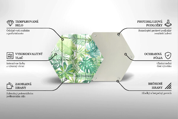 Kuchynská doska veľká zo skla Akvarelové boho listy