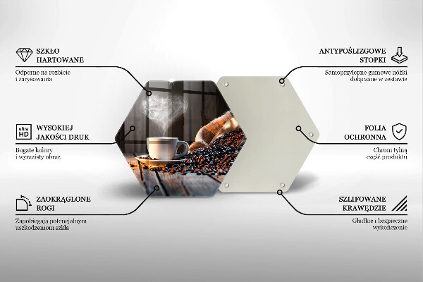 Kuchynská doska veľká zo skla Šálka kávy a srdce