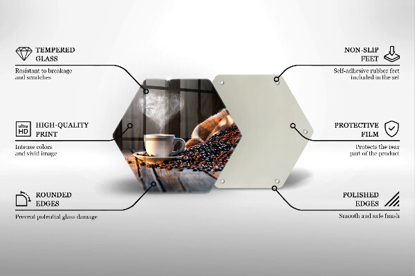 Kuchynská doska veľká zo skla Šálka kávy a srdce