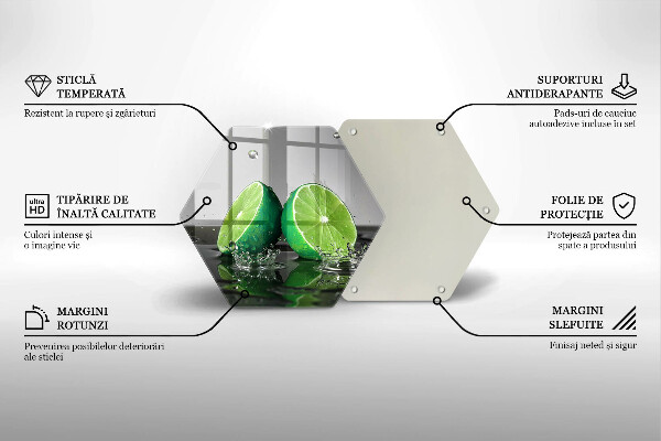 Kuchynská doska zo skla Šťavnaté limetky a voda