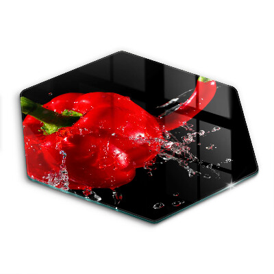 Kuchynská doska veľká zo skla Červená paprika vo vode