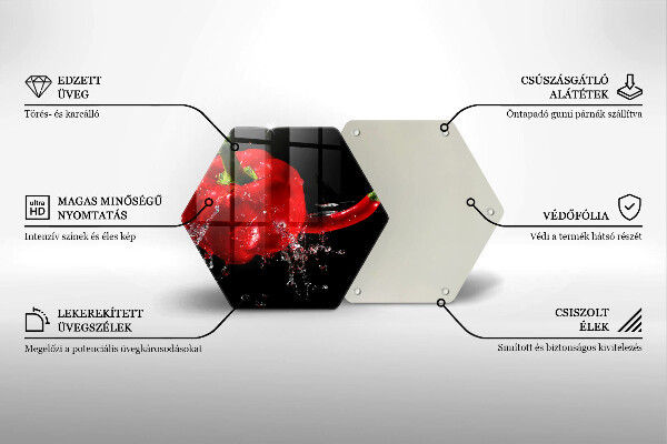 Kuchynská doska veľká zo skla Červená paprika vo vode
