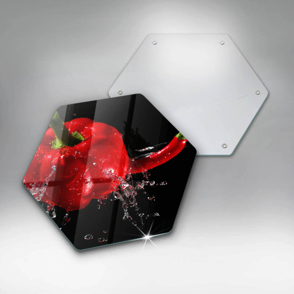 Kuchynská doska veľká zo skla Červená paprika vo vode