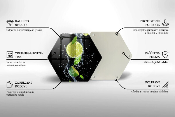 Kuchynská doska veľká zo skla Šťavnaté limetky vo vode