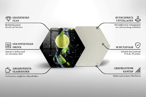 Kuchynská doska veľká zo skla Šťavnaté limetky vo vode