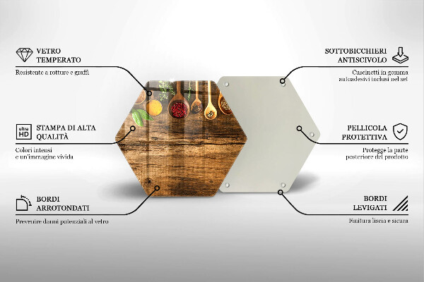 Kuchynská doska veľká zo skla Drevené lyžice korenia