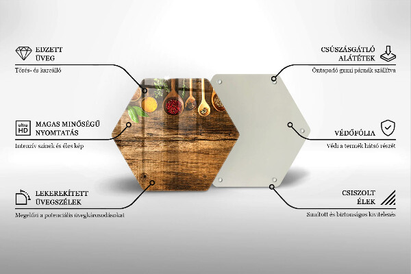 Kuchynská doska veľká zo skla Drevené lyžice korenia