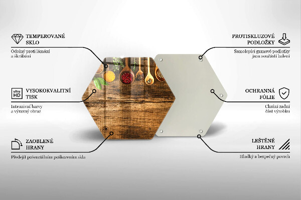Kuchynská doska veľká zo skla Drevené lyžice korenia
