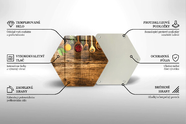 Kuchynská doska veľká zo skla Drevené lyžice korenia