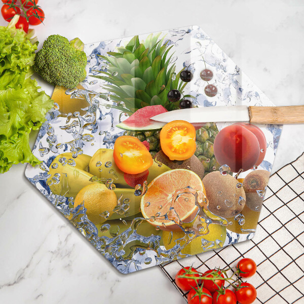 Kuchynská doska veľká zo skla Šťavnaté ovocie a voda