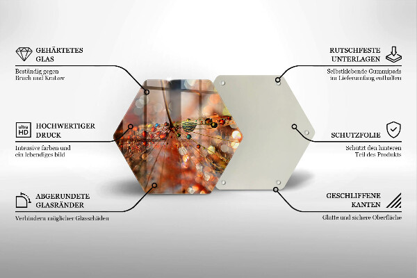Kuchynská doska veľká zo skla Mokrá púpava