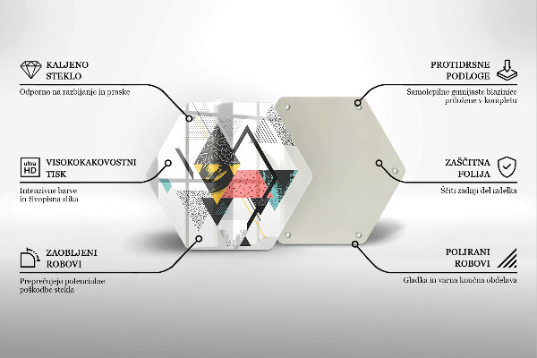 Kuchynská doska veľká zo skla Abstraktné trojuholníky