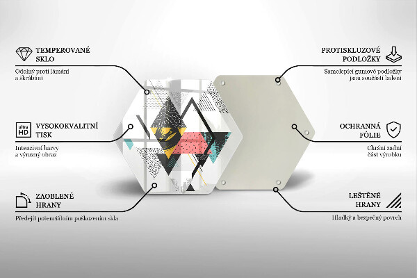 Kuchynská doska veľká zo skla Abstraktné trojuholníky