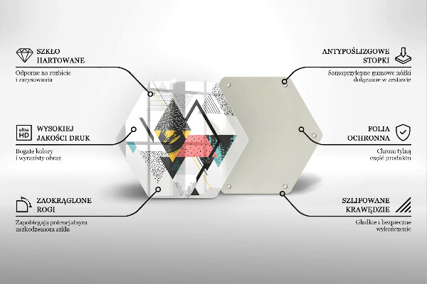 Kuchynská doska veľká zo skla Abstraktné trojuholníky