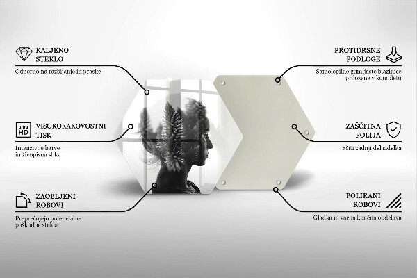 Kuchynská doska veľká zo skla Žena a les
