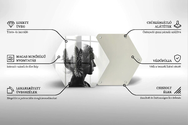 Kuchynská doska veľká zo skla Žena a les