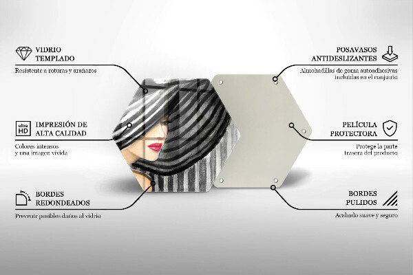 Kuchynská doska zo skla Žena v klobúku