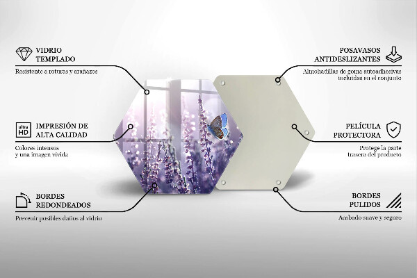 Kuchynská doska veľká zo skla Poľné kvety a motýľ