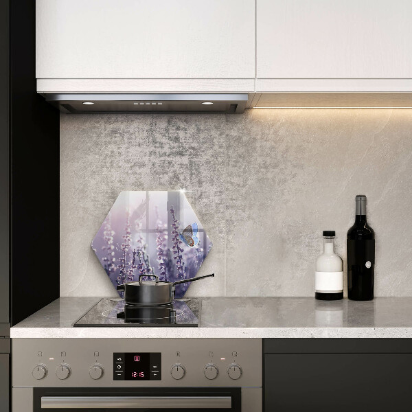 Kuchynská doska veľká zo skla Poľné kvety a motýľ