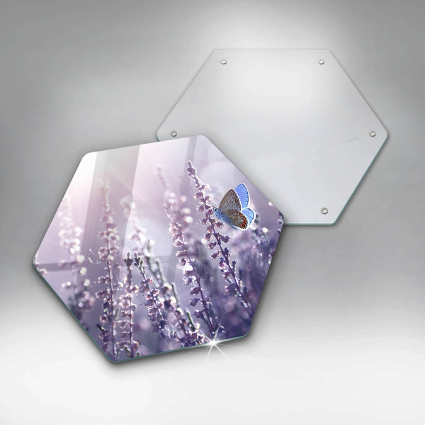 Kuchynská doska veľká zo skla Poľné kvety a motýľ