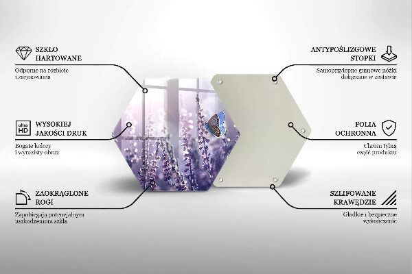 Kuchynská doska veľká zo skla Poľné kvety a motýľ