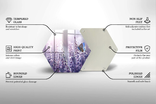 Kuchynská doska veľká zo skla Poľné kvety a motýľ