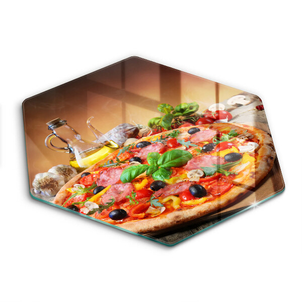 Kuchynská doska veľká zo skla Talianska pizza