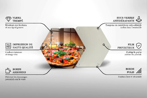 Kuchynská doska veľká zo skla Talianska pizza