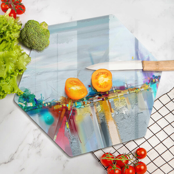 Kuchynská doska veľká zo skla Maľovaná abstrakcia