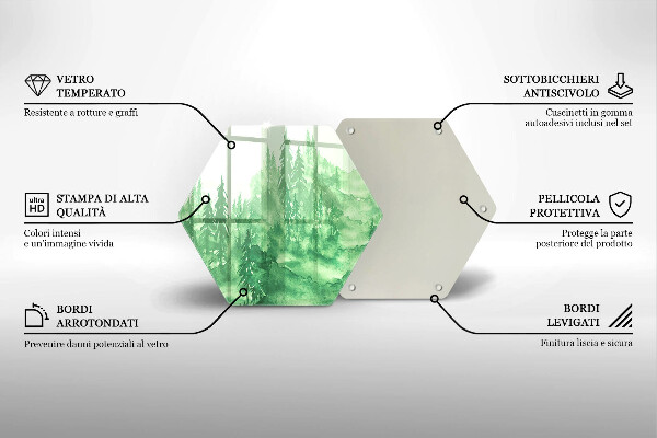 Kuchynská doska veľká zo skla Maľovaný les