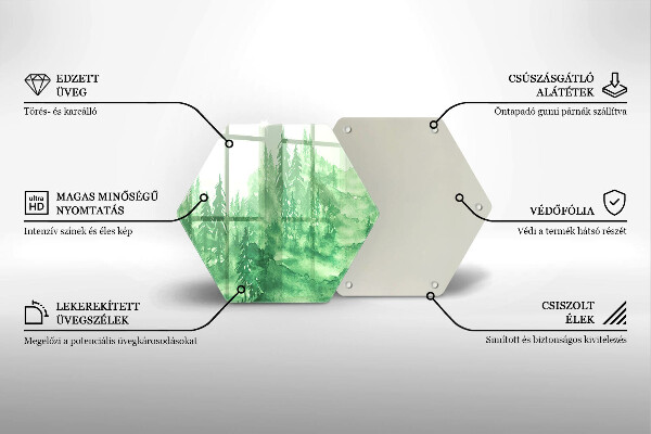 Kuchynská doska veľká zo skla Maľovaný les