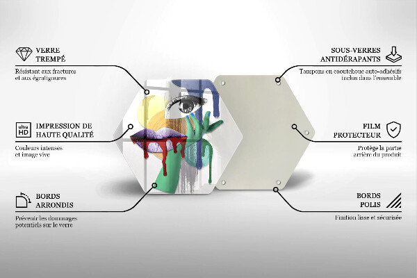 Kuchynská doska veľká zo skla Umelecká abstraktná koláž