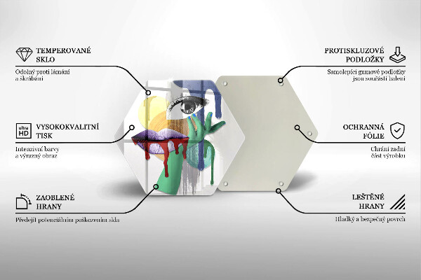 Kuchynská doska veľká zo skla Umelecká abstraktná koláž