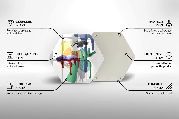 Kuchynská doska veľká zo skla Umelecká abstraktná koláž