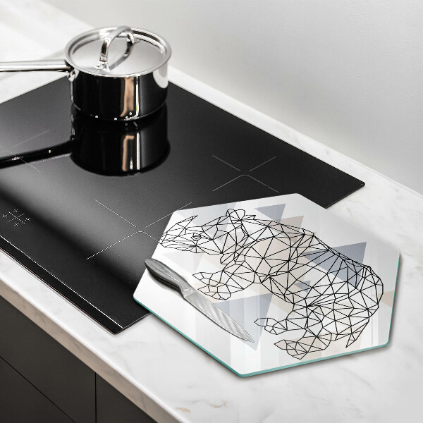 Kuchynská doska veľká zo skla Line art nosorožca