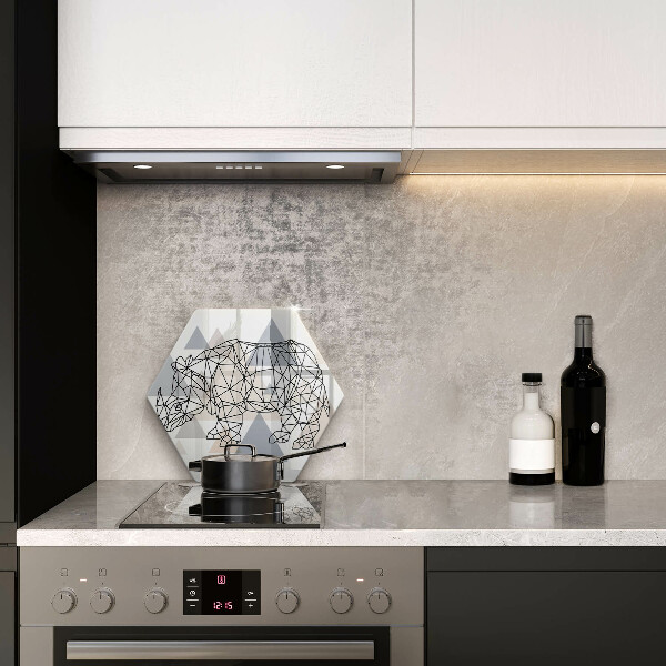 Kuchynská doska veľká zo skla Line art nosorožca