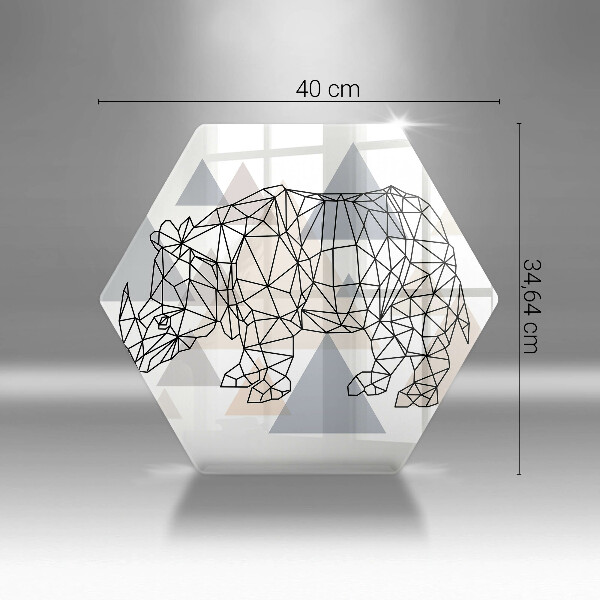 Kuchynská doska veľká zo skla Line art nosorožca