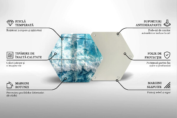 Kuchynská doska veľká zo skla Vlny morskej vody