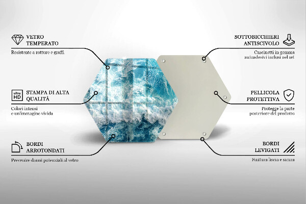 Kuchynská doska veľká zo skla Vlny morskej vody