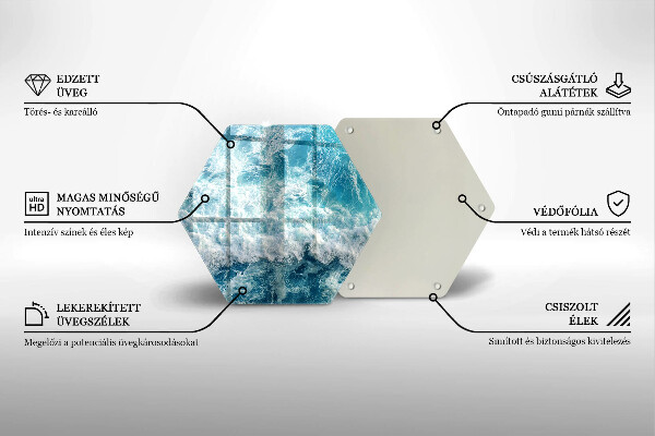 Kuchynská doska veľká zo skla Vlny morskej vody