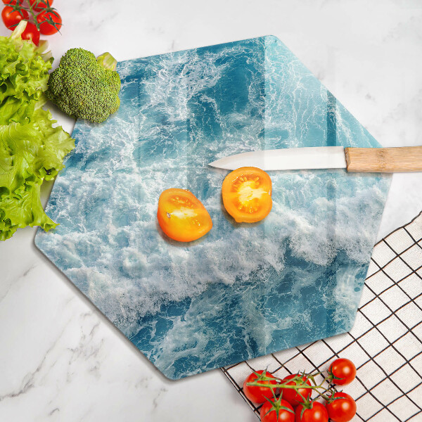 Kuchynská doska veľká zo skla Vlny morskej vody