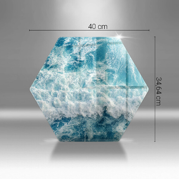 Kuchynská doska veľká zo skla Vlny morskej vody