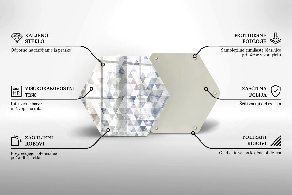 Kuchynská doska veľká zo skla Vzor trojuholníkov