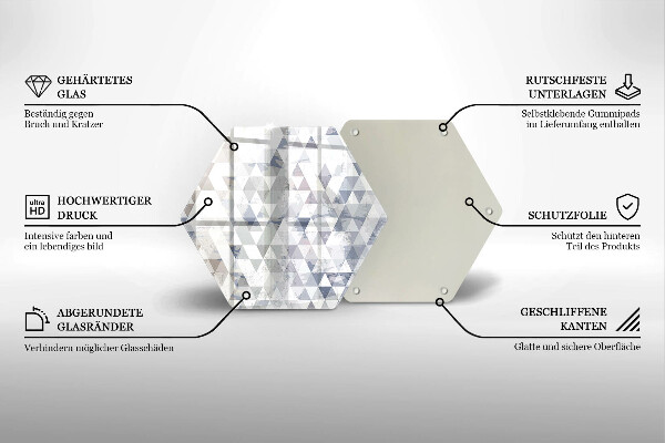 Kuchynská doska veľká zo skla Vzor trojuholníkov
